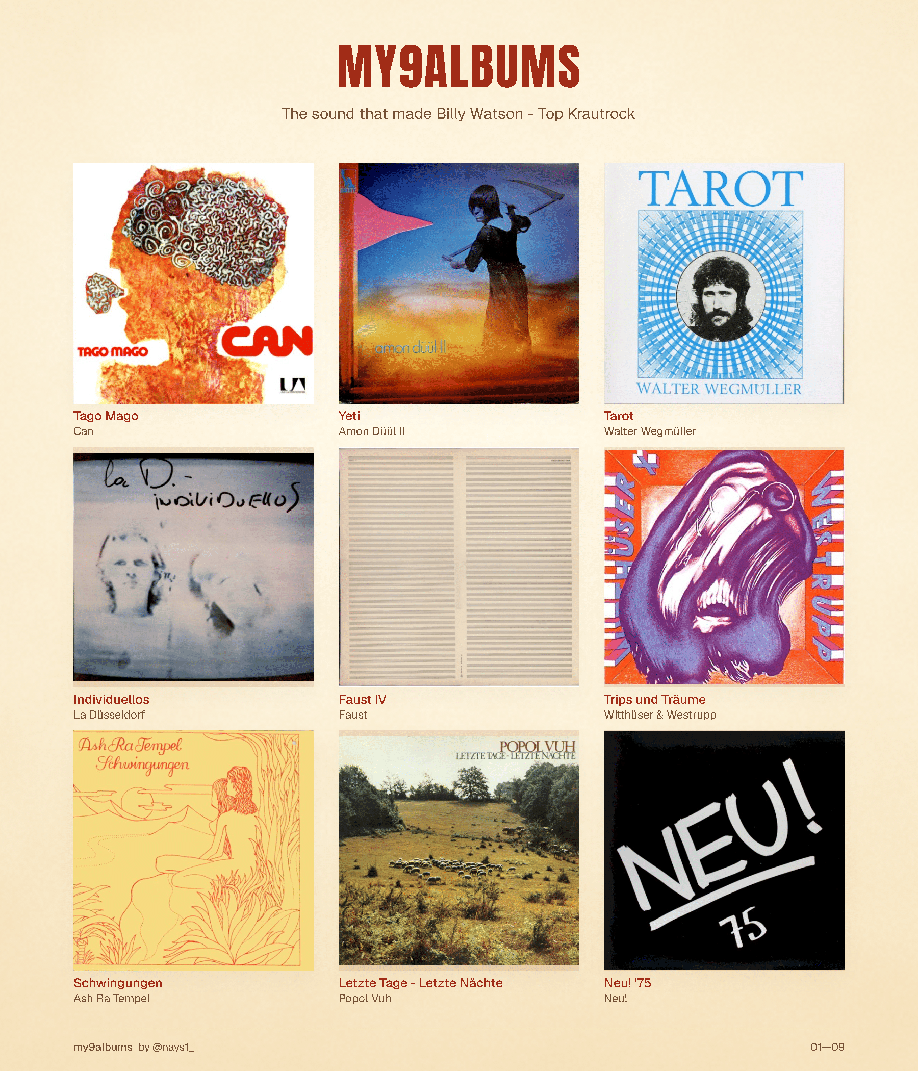 Billy Watson 9 krautrock albums including Can Tago Mago